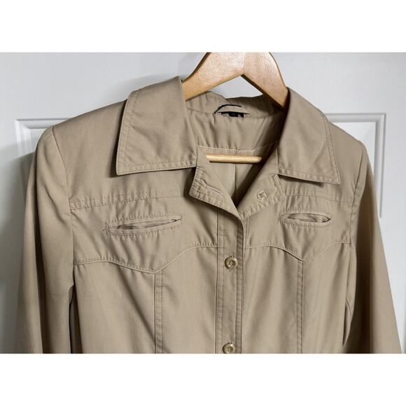 VNTG Made in Korean Feminine Tan Trench Coat 70s 80s Styling Small Spring Retro - Picture 2 of 5